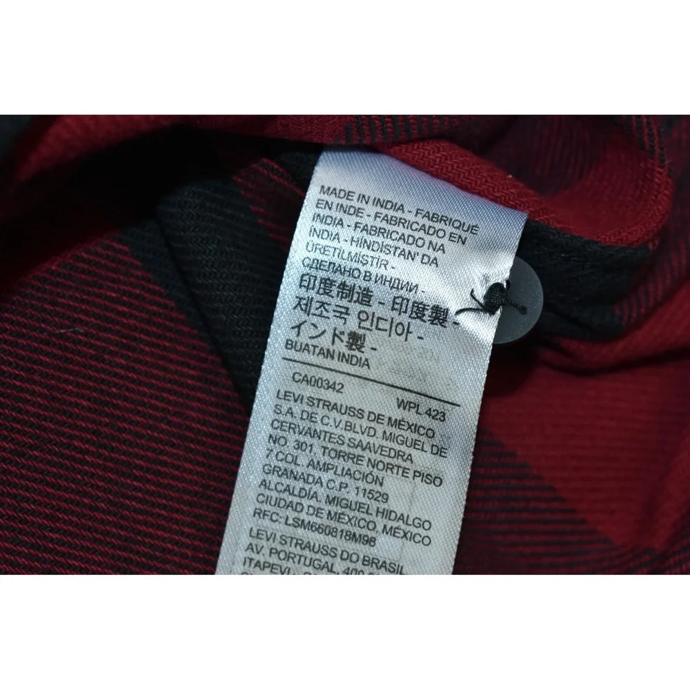 Levi's Brushed Men Shirt Size XXL Check Plaid Lumberjack Flannel Red Black